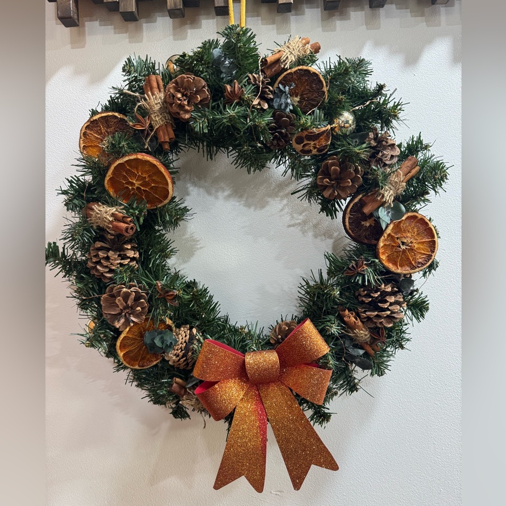 Rustic Christmas Wreath with Lights 15” includes door hook. - Picture 6 of 14
